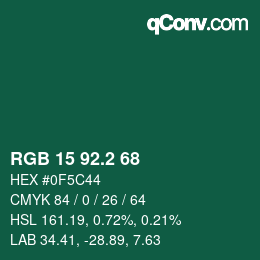 カラーコード: RGB 15 92.2 68 | qconv.com
