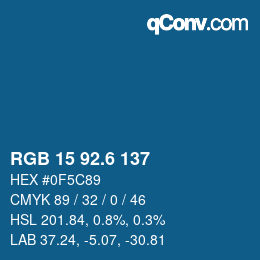 カラーコード: RGB 15 92.6 137 | qconv.com