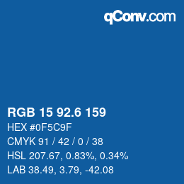 カラーコード: RGB 15 92.6 159 | qconv.com