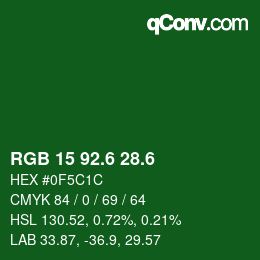 カラーコード: RGB 15 92.6 28.6 | qconv.com