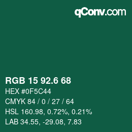 カラーコード: RGB 15 92.6 68 | qconv.com