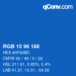 Color code: RGB 15 96 188 | qconv.com
