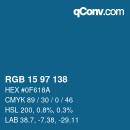 Color code: RGB 15 97 138 | qconv.com