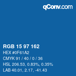 Color code: RGB 15 97 162 | qconv.com
