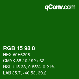 Color code: RGB 15 98 8 | qconv.com
