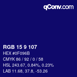 Color code: RGB 15 9 107 | qconv.com