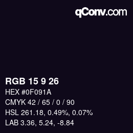 カラーコード: RGB 15 9 26 | qconv.com