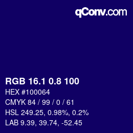 カラーコード: RGB 16.1 0.8 100 | qconv.com