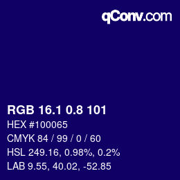 カラーコード: RGB 16.1 0.8 101 | qconv.com