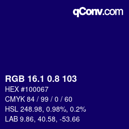 カラーコード: RGB 16.1 0.8 103 | qconv.com