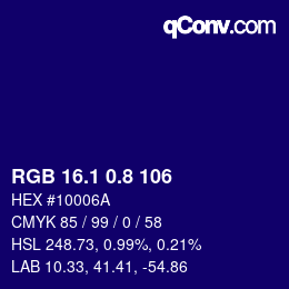 カラーコード: RGB 16.1 0.8 106 | qconv.com