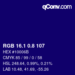 カラーコード: RGB 16.1 0.8 107 | qconv.com