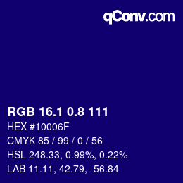カラーコード: RGB 16.1 0.8 111 | qconv.com