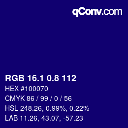 カラーコード: RGB 16.1 0.8 112 | qconv.com