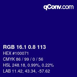 カラーコード: RGB 16.1 0.8 113 | qconv.com