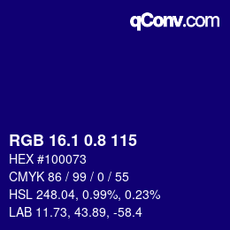 カラーコード: RGB 16.1 0.8 115 | qconv.com