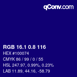 カラーコード: RGB 16.1 0.8 116 | qconv.com