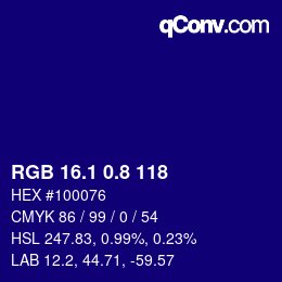 カラーコード: RGB 16.1 0.8 118 | qconv.com