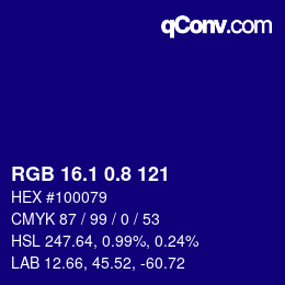 カラーコード: RGB 16.1 0.8 121 | qconv.com