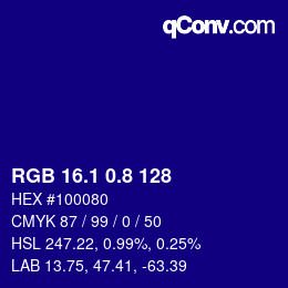 カラーコード: RGB 16.1 0.8 128 | qconv.com