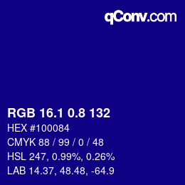 カラーコード: RGB 16.1 0.8 132 | qconv.com