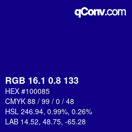 カラーコード: RGB 16.1 0.8 133 | qconv.com