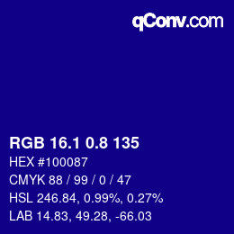 カラーコード: RGB 16.1 0.8 135 | qconv.com