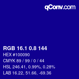 カラーコード: RGB 16.1 0.8 144 | qconv.com