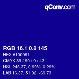 カラーコード: RGB 16.1 0.8 145 | qconv.com