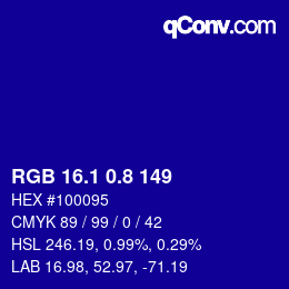 カラーコード: RGB 16.1 0.8 149 | qconv.com