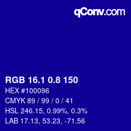 カラーコード: RGB 16.1 0.8 150 | qconv.com