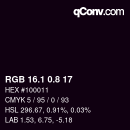 Color code: RGB 16.1 0.8 17 | qconv.com