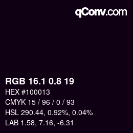 カラーコード: RGB 16.1 0.8 19 | qconv.com