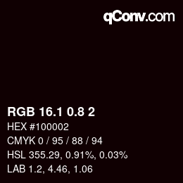 Código de color: RGB 16.1 0.8 2 | qconv.com