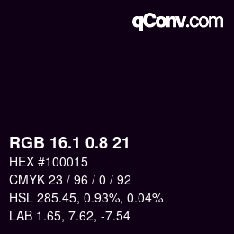 Color code: RGB 16.1 0.8 21 | qconv.com