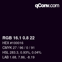 Color code: RGB 16.1 0.8 22 | qconv.com