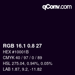 Farbcode: RGB 16.1 0.8 27 | qconv.com