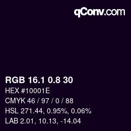 Color code: RGB 16.1 0.8 30 | qconv.com
