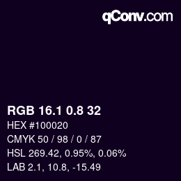 カラーコード: RGB 16.1 0.8 32 | qconv.com