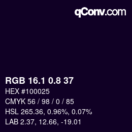 Color code: RGB 16.1 0.8 37 | qconv.com