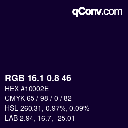 Color code: RGB 16.1 0.8 46 | qconv.com