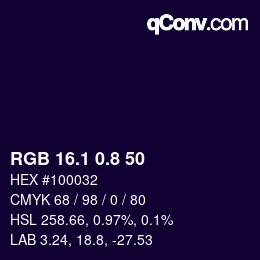 Color code: RGB 16.1 0.8 50 | qconv.com
