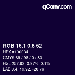 カラーコード: RGB 16.1 0.8 52 | qconv.com