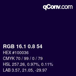 カラーコード: RGB 16.1 0.8 54 | qconv.com