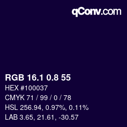 カラーコード: RGB 16.1 0.8 55 | qconv.com