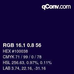 カラーコード: RGB 16.1 0.8 56 | qconv.com