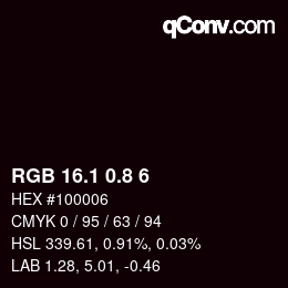 Color code: RGB 16.1 0.8 6 | qconv.com