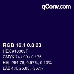 カラーコード: RGB 16.1 0.8 63 | qconv.com