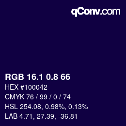 カラーコード: RGB 16.1 0.8 66 | qconv.com