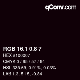 Código de color: RGB 16.1 0.8 7 | qconv.com